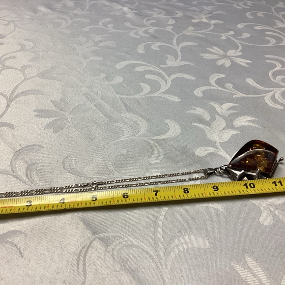 Vintage Amber  Sterling Silver Pendant/Chain  HUGE. I MEAN HUGE. STUNNING - Picture 13 of 14